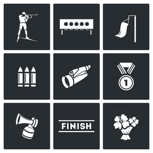 冬季两项运动图标集照片