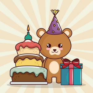 快乐的生日贺卡与可爱的熊