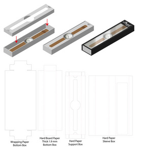 豪华手表套筒盒样机刀模切线模板