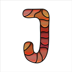 彩色玻璃字体，字母 j