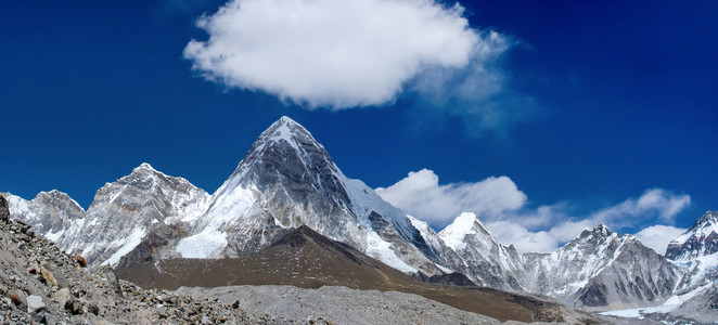 喜马拉雅山。 山 普莫里Pumo Ri。