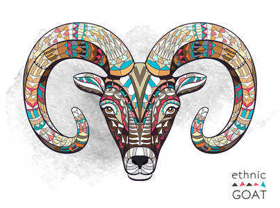 生肖羊纹身图案山羊的图案的头照片