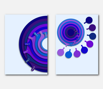 模板页面设计演示文稿 小册子 传单或盖。与八个蓝色同心圆的背景