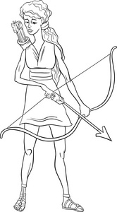 希腊女神阿尔忒弥斯着色页照片