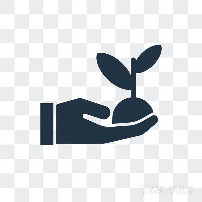 在透明背景下的萌芽矢量图标, 萌芽标志设计