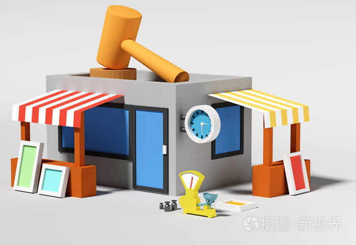 3d 渲染插图。商店。等距