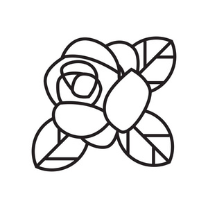 玫瑰图标矢量符号和符号被隔离在白色背景上, R