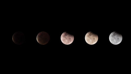 月食，月亮与泰国到 2015 年的黑暗天空