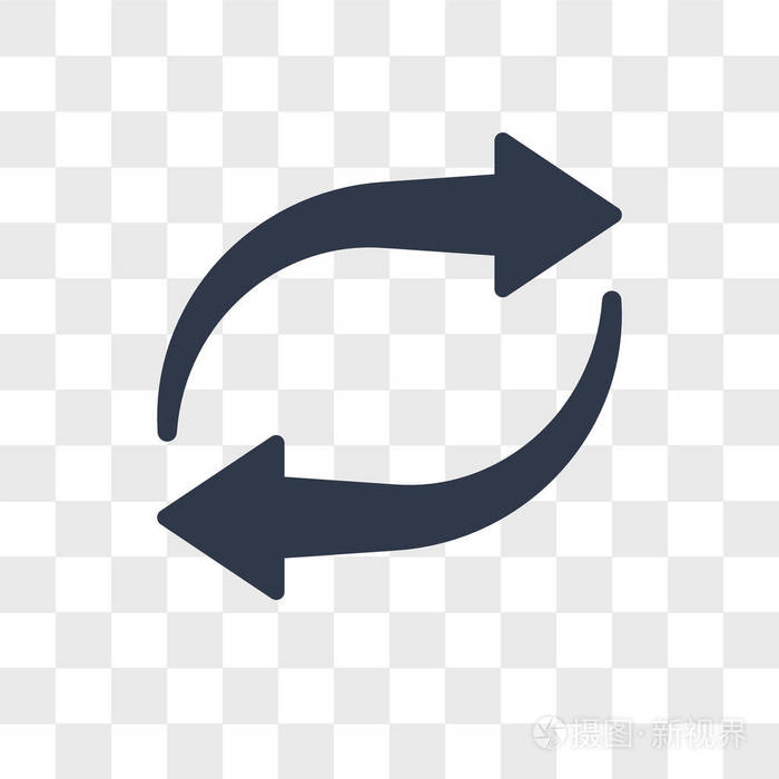 在透明背景上独立的循环箭头矢量图标 r