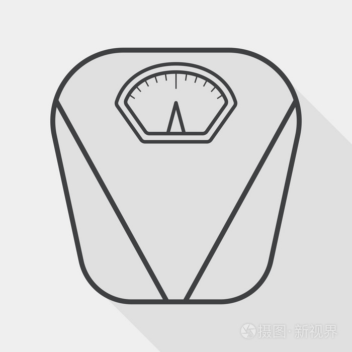 重量尺度平面图标与长长的阴影,线图标插画-正版商用图片0b7oci-摄图