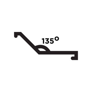 钝角135度的钝角图标矢量符号和符号在白色背景上被隔离, 135 度标志