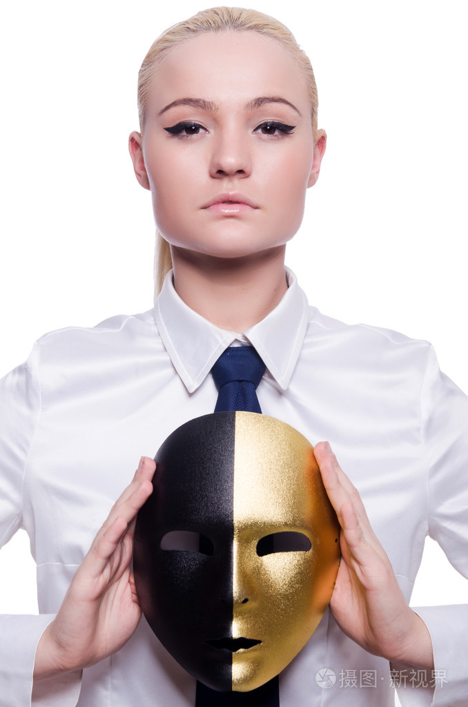 戴着面具的虚伪概念中的女人