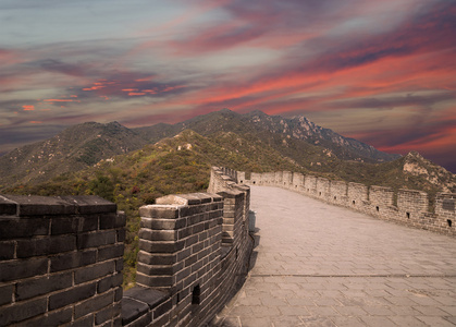 中国的长城，北京北部风景最美的部分之一的视图