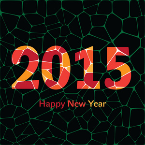 新年快乐 2015年多彩贺卡在多边形折纸样式