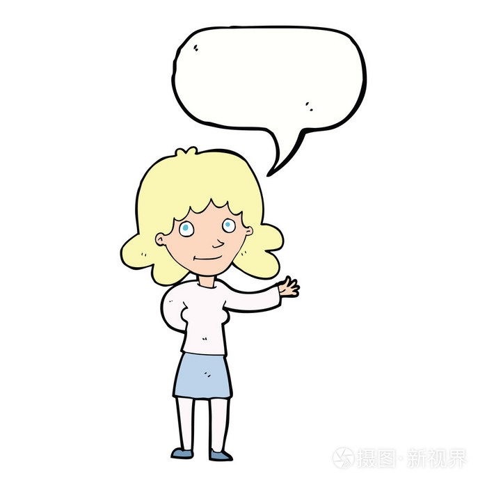 讲话泡泡卡通友好的女人