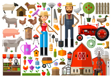 农场 农舍 农家矢量 logo 设计模板。收获，园艺，园艺或动物 食物图标