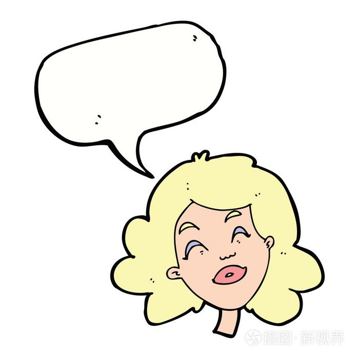 讲话泡泡卡通幸福女人脸