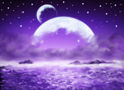 梦幻紫色月亮图片