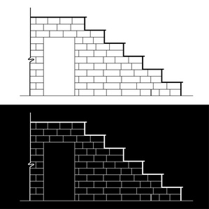 用石头或大理石板砖楼梯的绘制