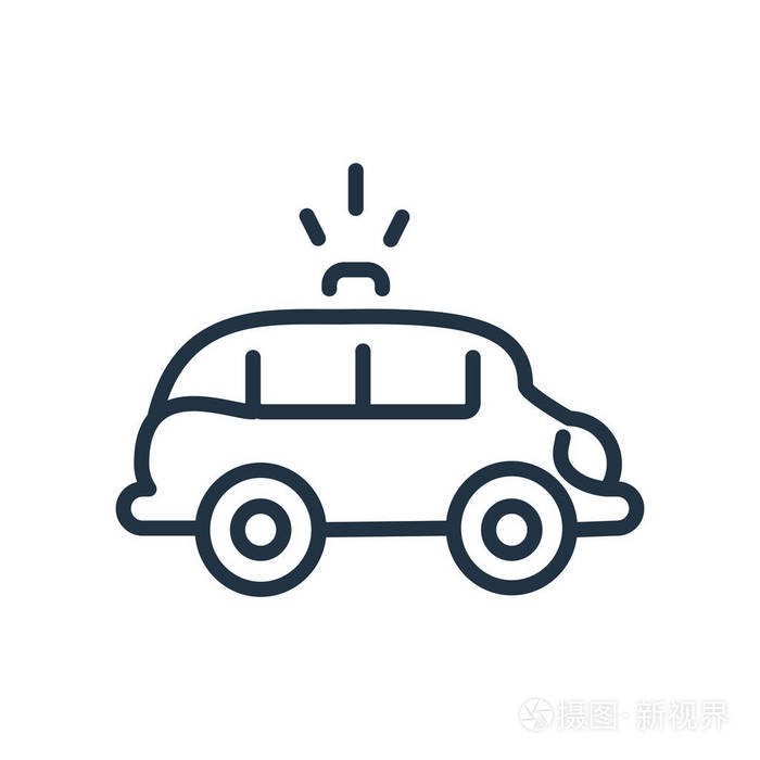 警车图标矢量隔离白色背景, 警车透明标志