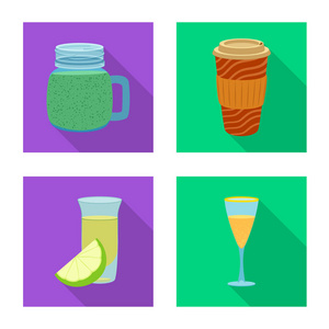 饮料和酒吧标志的向量例证。网上酒水和派对股票符号集