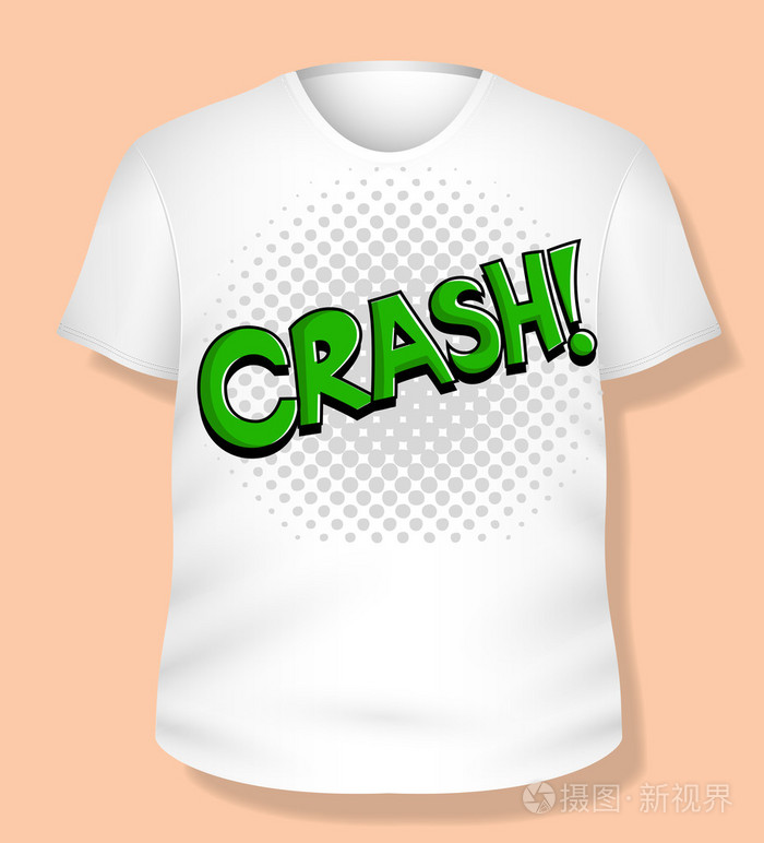 崩溃白 t 恤设计矢量图模板