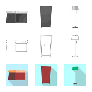 家具和公寓图标的矢量插图。一套家具和家庭股票符号的网站
