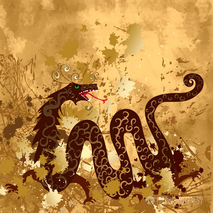 关于纸 grunge 的中国龙