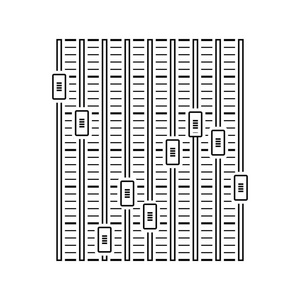 音乐均衡器图标。细线设计。矢量插图