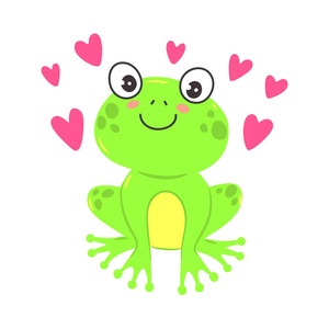 矢量插画可爱的卡通青蛙.儿童 t恤图形照片