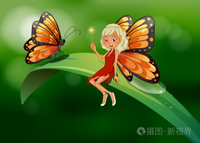 童话和顶部的长叶蝴蝶