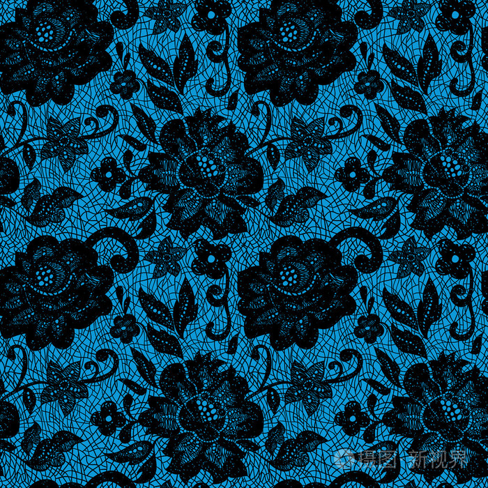 蓝黑色蕾丝花