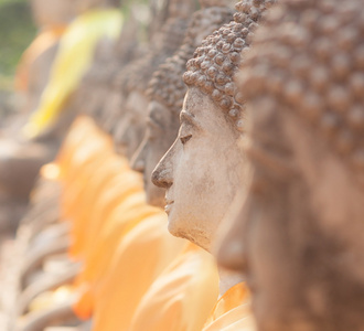 微笑的佛教在泰国大城府