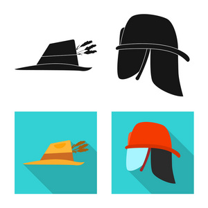 帽子和帽子符号的矢量插图。套帽和附件股票矢量图