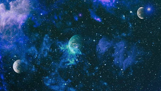 未来的抽象空间背景。夜空中有星星和星云。由 Nasa 提供的这幅图像的元素