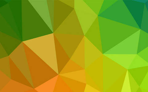 浅绿色, 黄色矢量多边形抽象背景。带有渐变的多边形抽象插图。新模板为您的品牌书