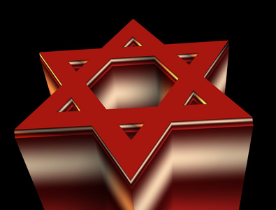 卦犹太教堂红色星的 david照片