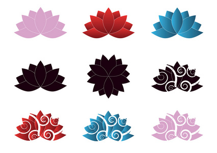 莲花佛手莲花莲花金莲花睡莲白色的莲花七色脉轮标志符号,彩色莲花