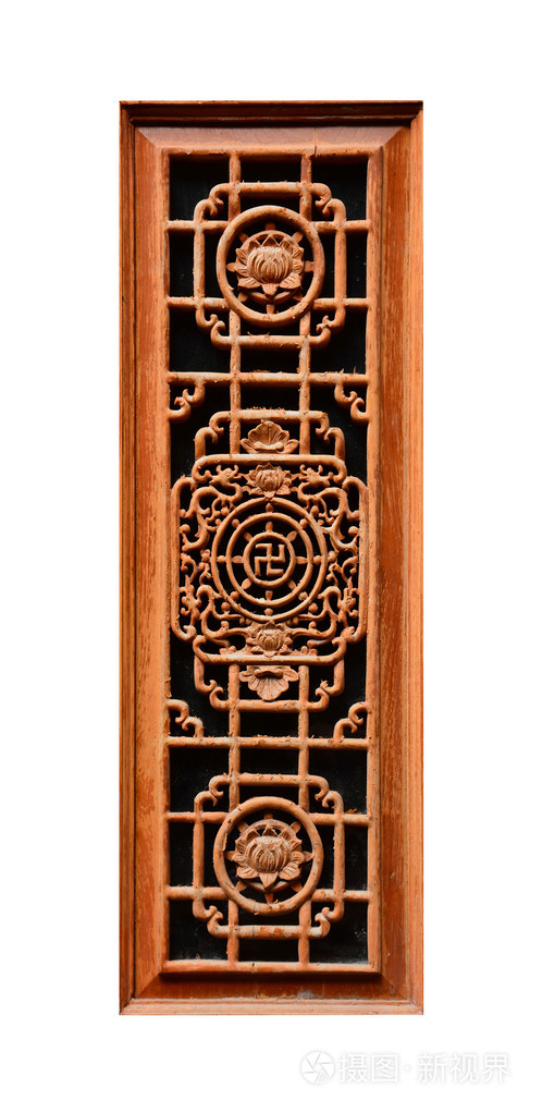 中式风格窗框白色背景上孤立