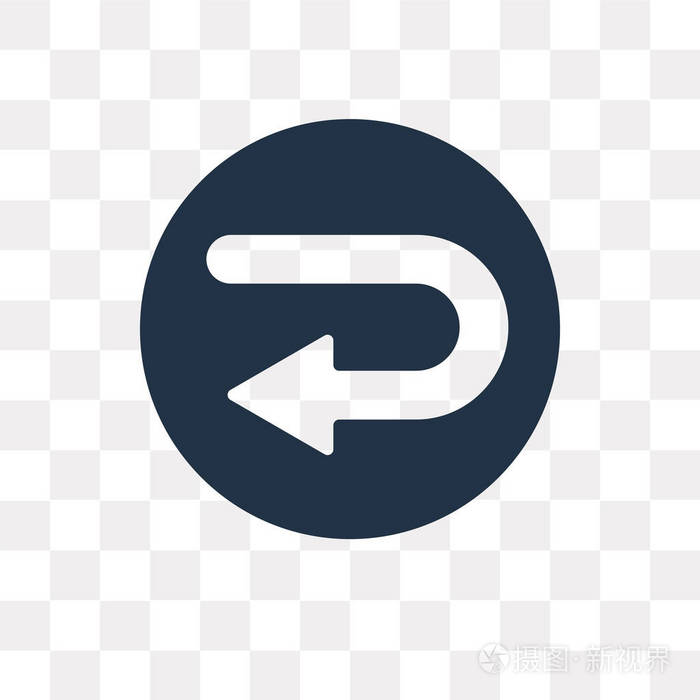 在透明背景下向左旋转矢量图标向左旋转透明概念可用于web和移动