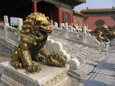 夏季宫中国青铜狮子