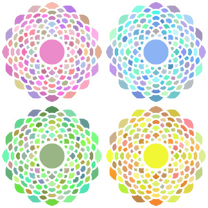 4 矢量圆圈花卉装饰设计一套