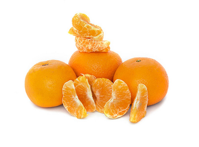 大, 成熟, 明亮, 橘色的白色背景, 多汁的水果在孤立的背景。普通话