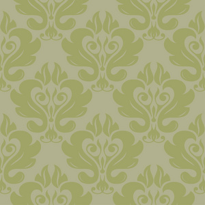 橄榄绿色和灰色花卉装饰品。纺织品和墙纸无缝图案