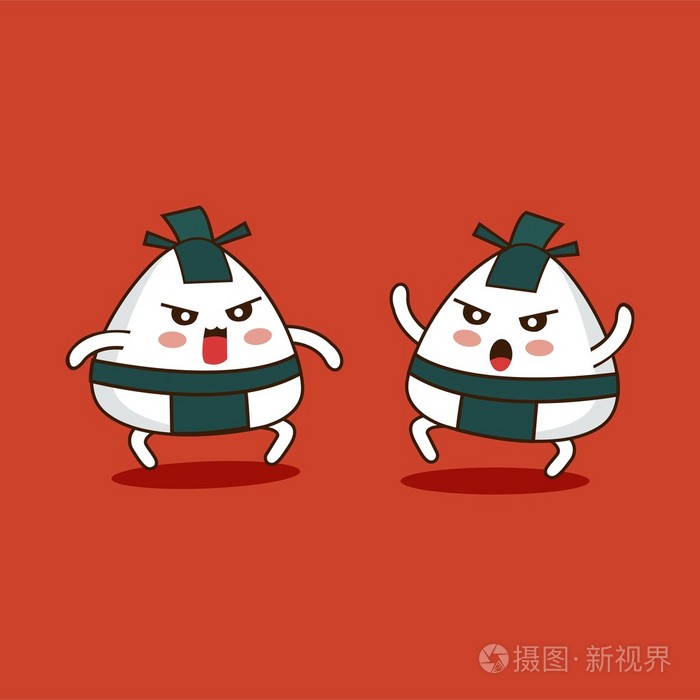 矢量相扑饭团卡通人物插画