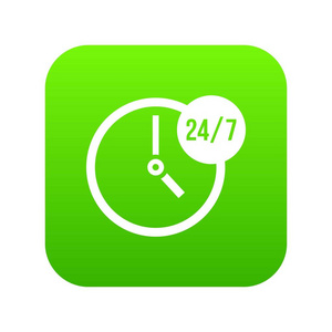 时钟 24 7 图标数字绿色
