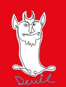 黑白简易线条画魔鬼照片