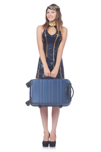 女人旅行助理带着手提箱