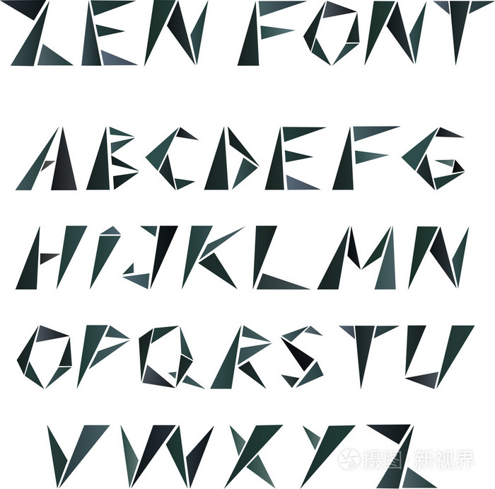 在禅宗风格马赛克三角字母表