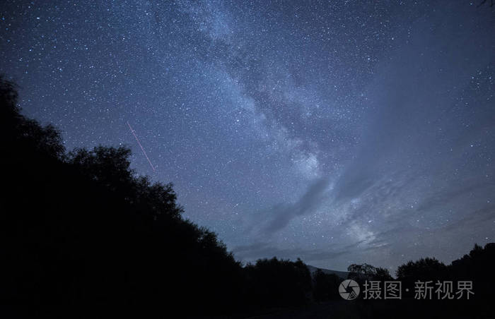 美丽的夜空与坠落的星星